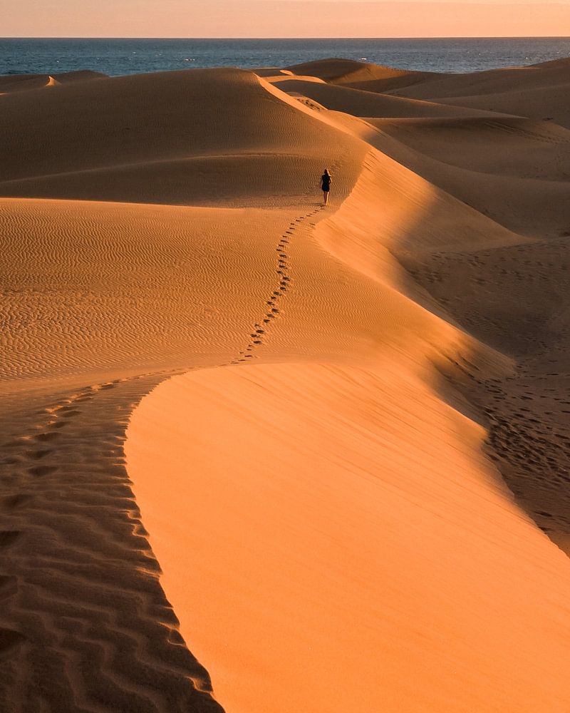 Zandduinen Gran Canaria Tijdens Zonsondergang Van Visuals By Justin Op