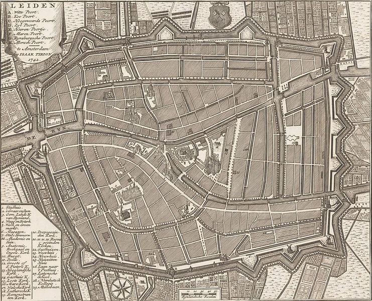 Een Oude Kaart Van Leiden Historische Kaart Van Leiden Oud Leiden Van