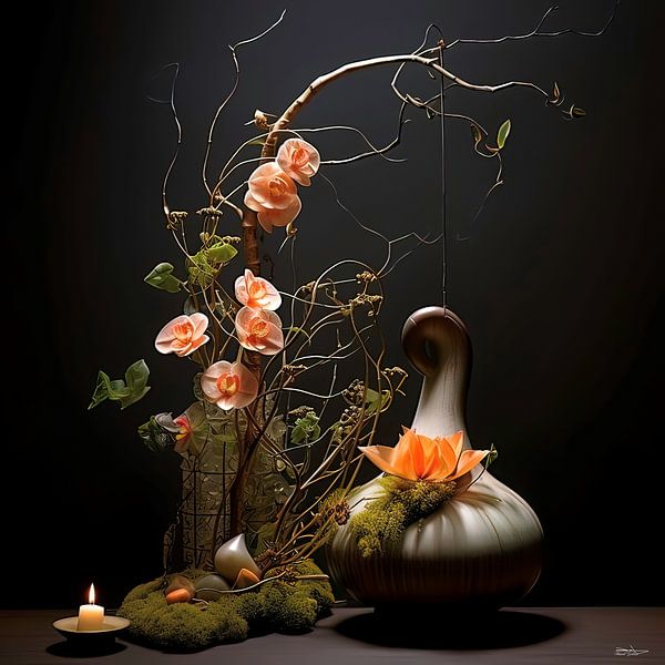 Ikebana Japanse Bloemsierkunst Van Gelissen Artworks Op Canvas