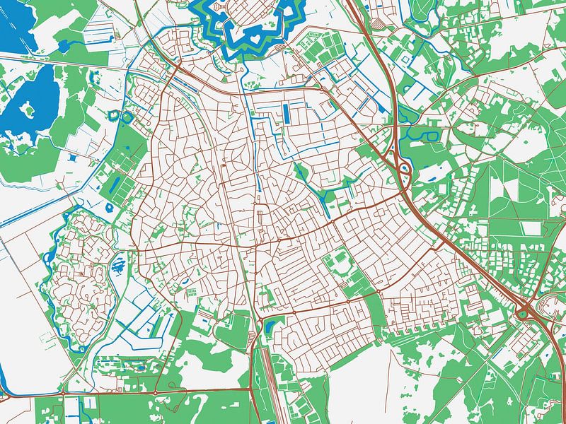 Kaart Van Bussum In De Stijl Urban Ivory Van Map Art Studio Op Canvas