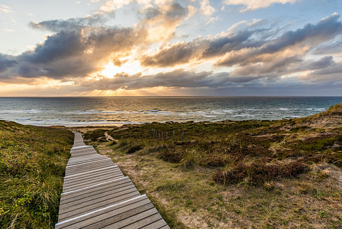 Boardwalk over Rotes Kliff in Kampen on Sylt by the North Sea