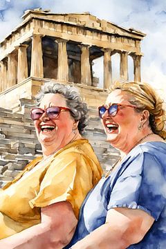 2 sociable ladies at the Acropolis by De gezellige Dames