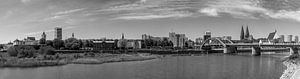Frankfurt an der Oder - City-Skyline-Panorama in Schwarzweiss