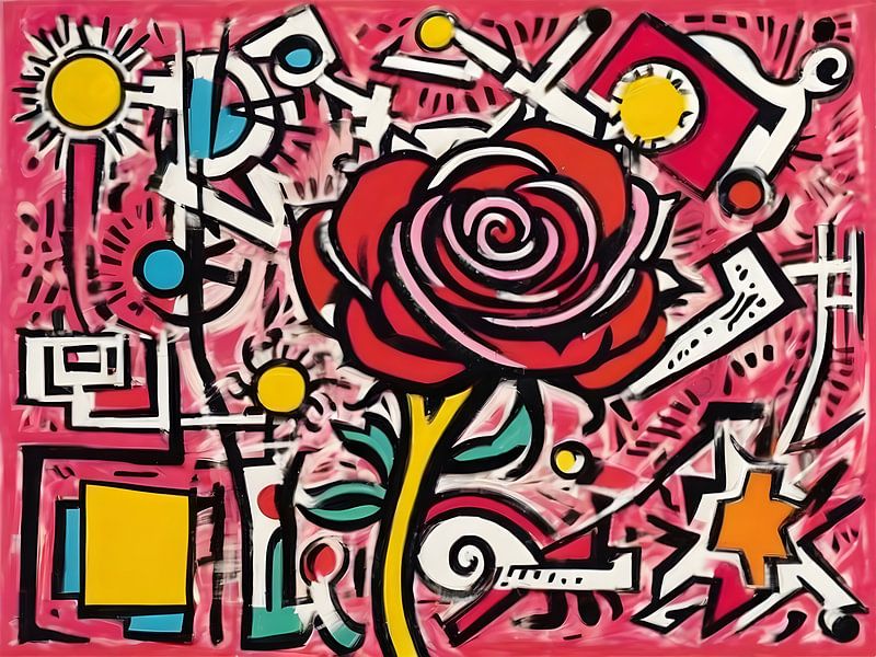 Powerful colours and shapes around a rose by Bart Veeken