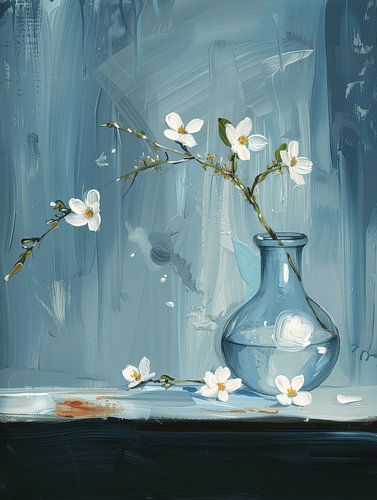 Still life with blossom in Japandi style
