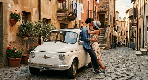A Fiat 500 on the streets of Rome