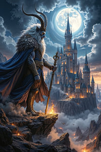 Dark Fantasy Art Wandbild: AZRAVORN - Der alte Dämon als Wächter der Burg