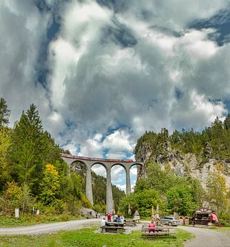 Rhätische Bahn Landwasser viaduct, Filisur, Graubünden, Zwitserland