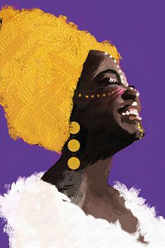 Zelfvertrouwen | Portret van een Afrikaanse vrouw met grote gouden oorbellen van MadameRuiz