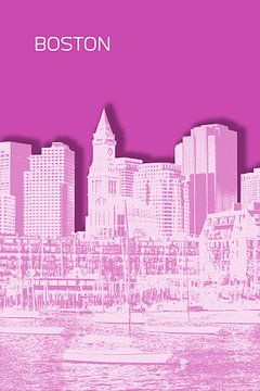 BOSTON Skyline | Graphic Art | pink von Melanie Viola