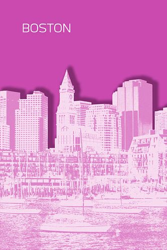 BOSTON Skyline | Graphic Art | pink