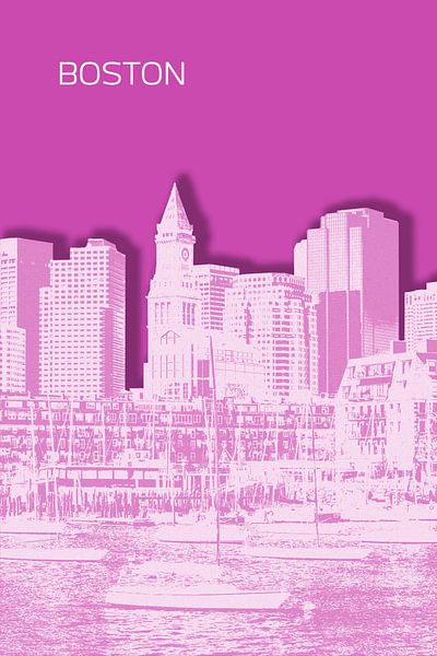 BOSTON Skyline | Art graphique | rose par Melanie Viola