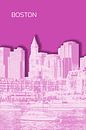 BOSTON Skyline | Graphic Art | pink von Melanie Viola Miniaturansicht