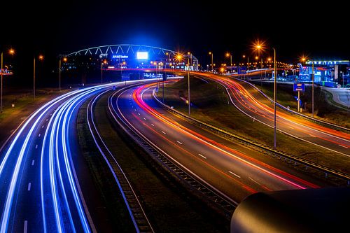 The road to the AZ stadium at night