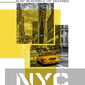 Poster Art NYC Fifth Avenue | jaune sur Melanie Viola