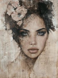 Weiches Pastell, modernes und abstraktes Porträt von Carla Van Iersel