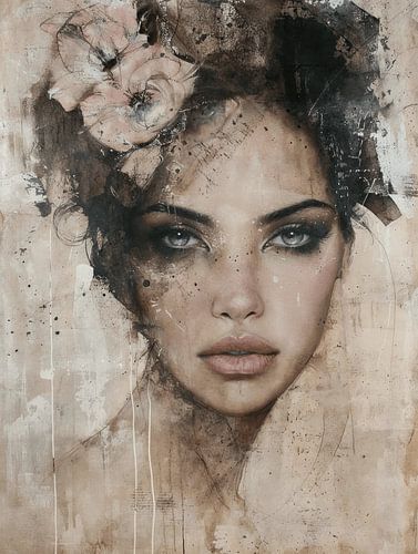 Soft pastel, modern en abstract portret