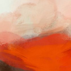 Abstract schilderij 4 Landschap in rood oranje