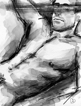 Forbidden - male nude sketch no 3 by CvD Art - Kunst voor jou