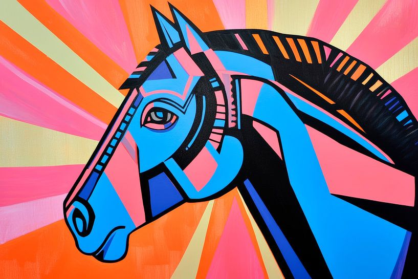 Creative horse portrait in bright colours by Poster Art Shop
