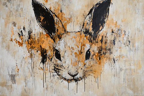 Abstract konijn met verfspetters