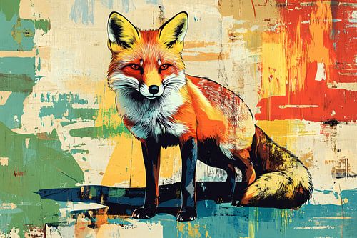 Kleurrijke vos in Pop Art-stijl