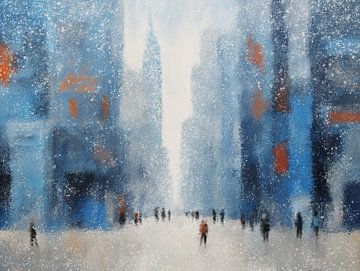Winter in de stad - Een abstract stedelijk sneeuwlandschap van Frankie Soldado