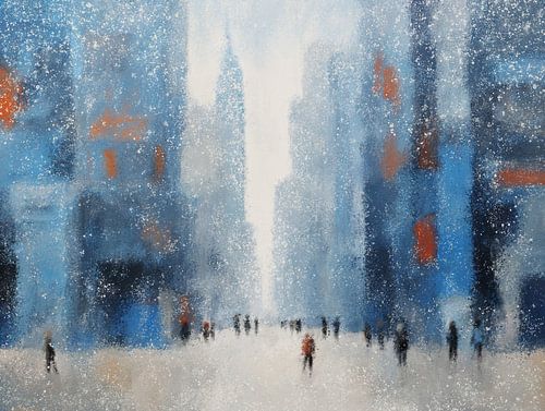 L'hiver en ville - Une scène de neige urbaine abstraite