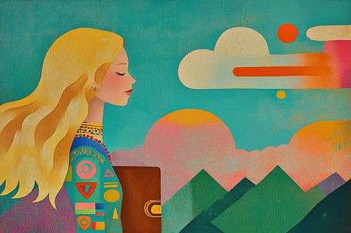 Femme joyeuse aux cheveux blonds
