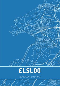 Blauwdruk | Landkaart | Elsloo (Limburg) van MijnStadsPoster