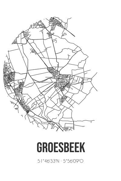 Groesbeek (Gelderland) | Map | Black and white by Prints of Place