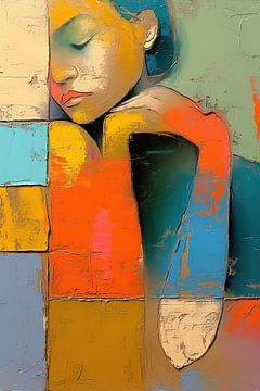 Abstract Woman | Woman with Calm Appearance and Colours by Eye catching paintings