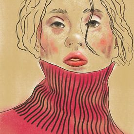 Illustrative portrait of a beautiful woman by Hella Maas