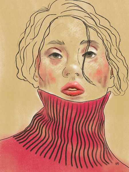 Illustratives Porträt einer schönen Frau von Hella Maas