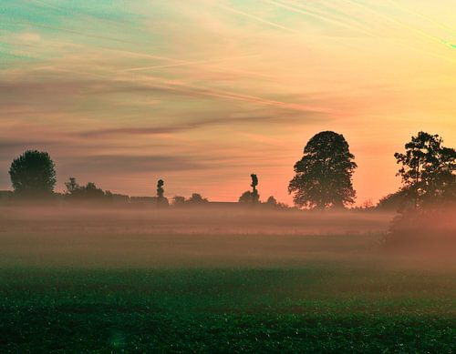 Soft pink sunrise in Zeeland