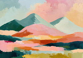Abstrakte Gebirgslandschaft in Pastellfarben