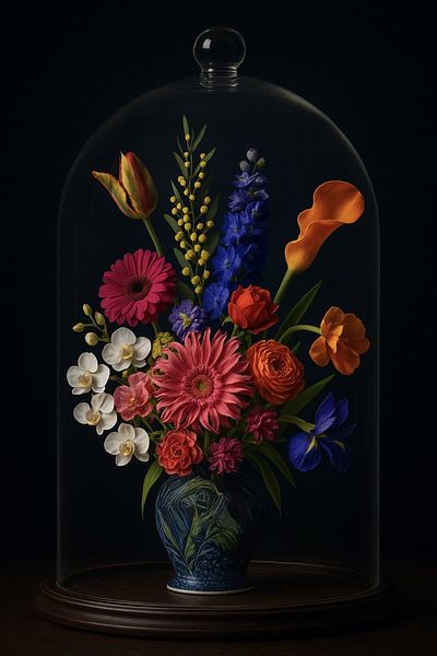 Blumen unter einer Glasglocke - Kräftige Farben von Studio Juna