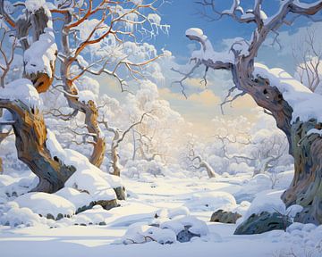 Bomen in de Winter van Blikvanger Schilderijen