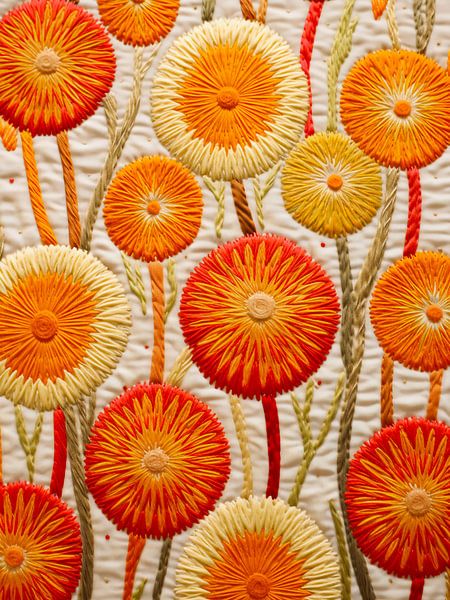 Embroidery dandelion flowers by haroulita