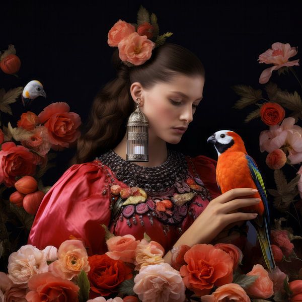 Colourful digital art portrait&quot; Meet me in Wonderland&quot; by Carla Van Iersel