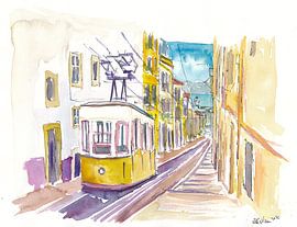 Voyage inoubliable dans le tramway jaune à Lisbonne au Portugal