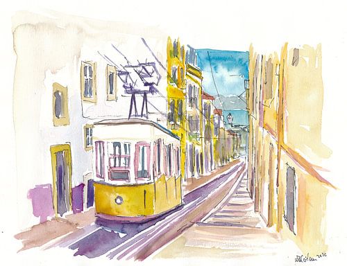 Voyage inoubliable dans le tramway jaune à Lisbonne au Portugal