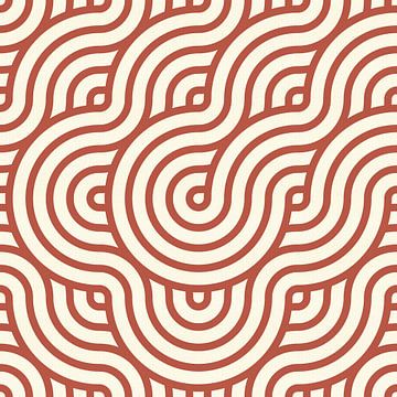 Zen kunst. Abstract geometrisch patroon in terracotta en wit van Abstract Minimalist Art