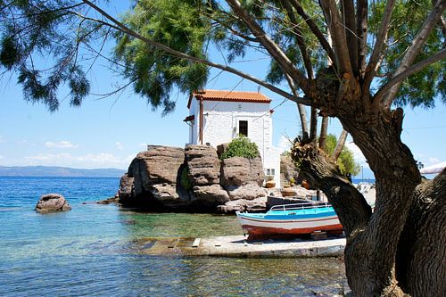 Greek island of Lesvos with the fishing village of Sigri