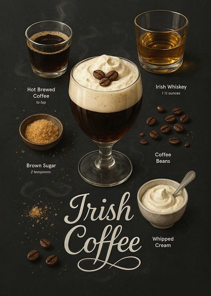 Irish Coffee Poster - Whiskey-Espresso-Creme-Cocktail von Lootprint