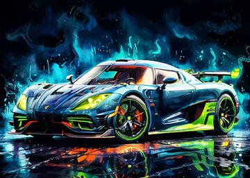 Koenigsegg Jesko Aquarel Neon van MIROKKU