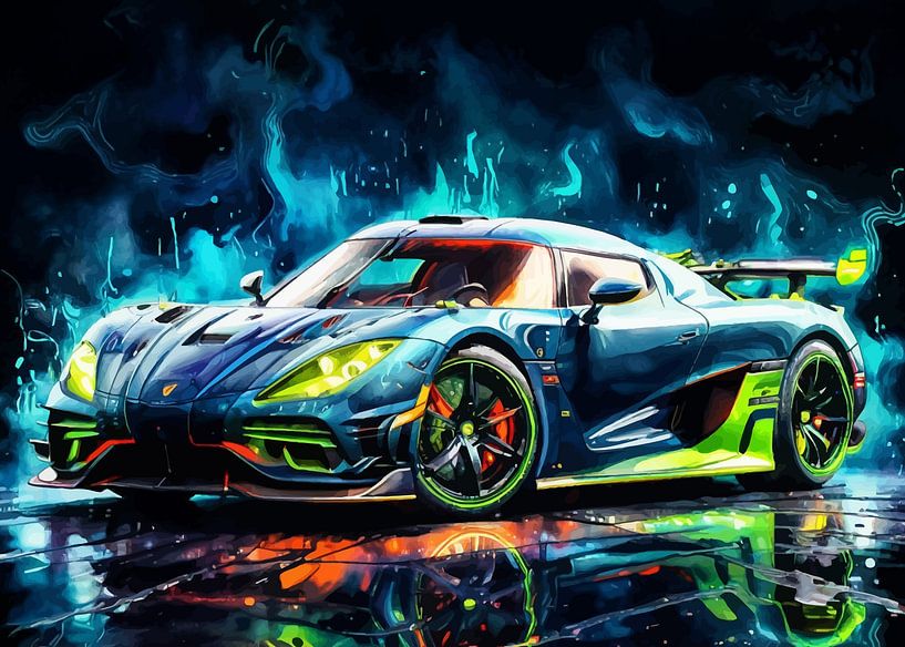 Koenigsegg Jesko Aquarell Neon von MIROKKU