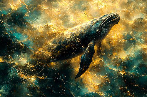 Abstracte walvis in oceaantinten