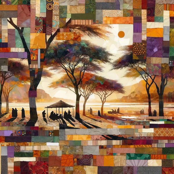 Collage people under trees in backlight by Lois Diallo