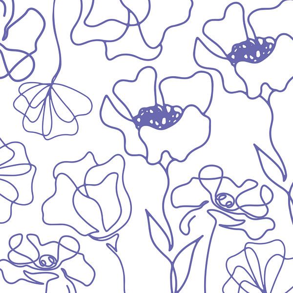 Scandinavian flower market Very Peri on white by Mad Dog Art